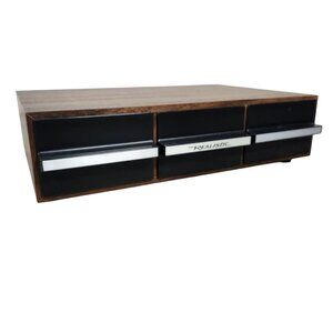 Vintage Realistic 36 Cassette Tape Storage Box Faux Wood 3 Drawers Stackable e